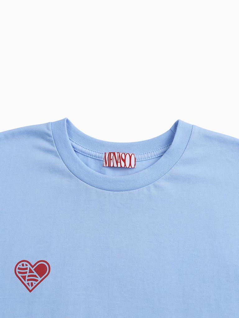 Minasu Small Hearttrack Over Fit Tee_Skyblue
