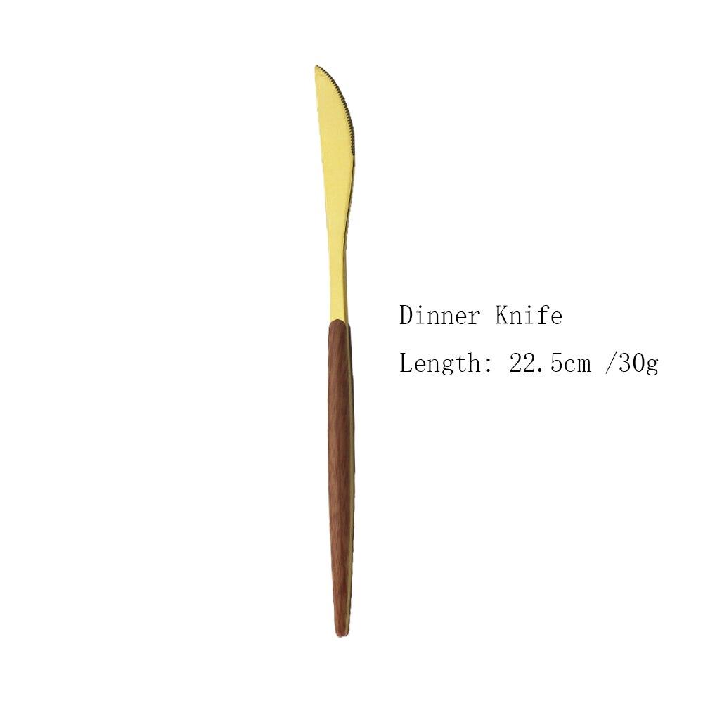 1/4/5 шт. зеркало золото нержавеющая сталь деревянная ручка набор столовой посуды набор — фото 9