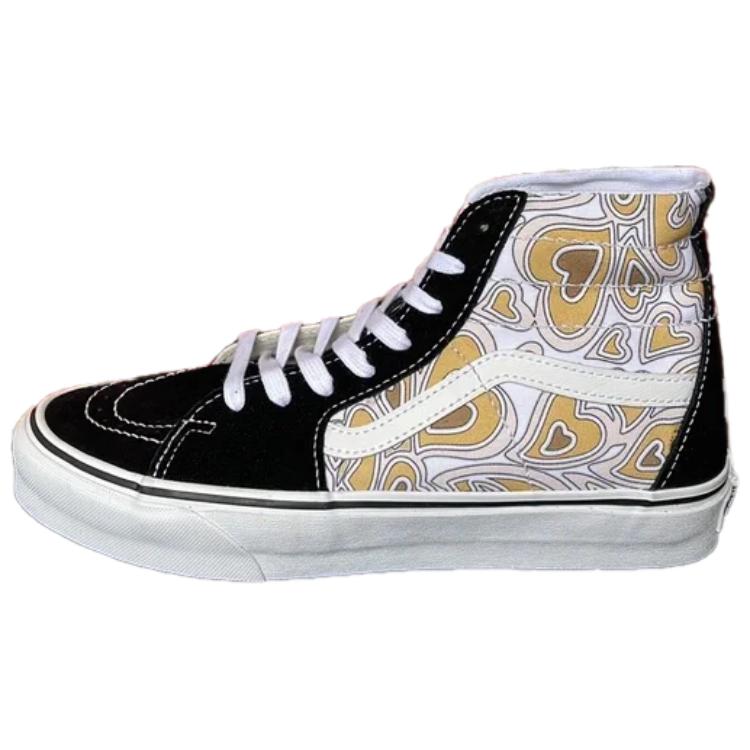 

Vans Sk8-Hi Tapered Trippy Hearts Модные Прочные Высокие Кеды для Скейтборда Унисекс Черный Белый Желтый VN0A4U16JBW 38.5