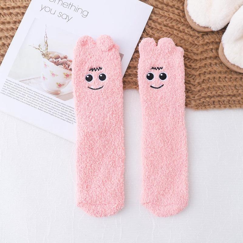 

Coral Fleece Socks Women S Winter Fleece Thickened Japanese Cute Cartoon Trend Hair Pulling Home Mid-Tube Women S Socks One size fits all розовый