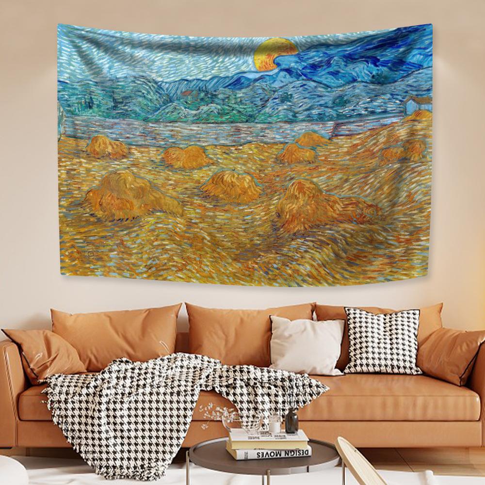 

Знаменитый принт Ван Гога Настенный гобелен Звезда Луна Ночь Подсолнух Масляная живопись Домашний декор Эстетика Подарок на день рождения 29x37in