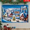 2D flat banner 1 Christmas decoration banner polyester can be hung winter fairyland Christmas house pattern