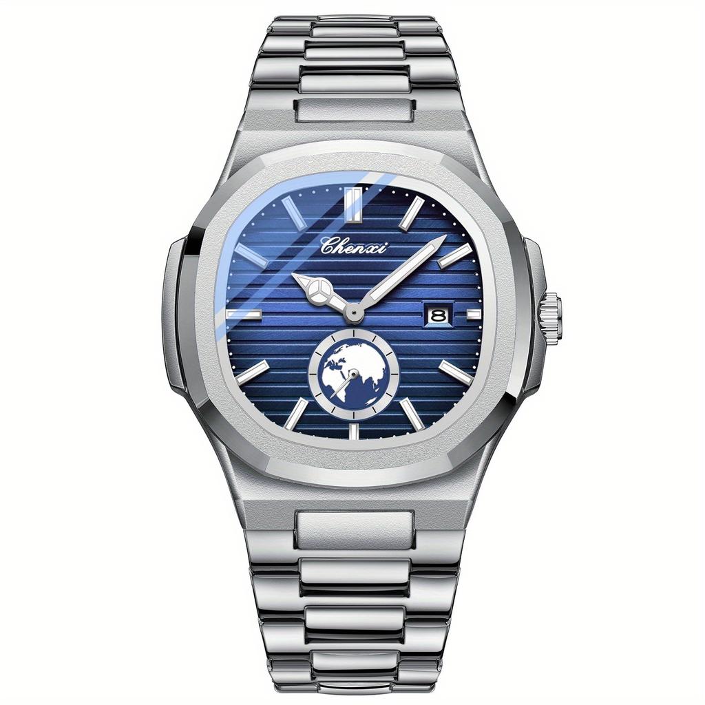 Luxury Brand Business Men's Watches Fashion Blue Dial Auto Date Quartz Wristwatches Men Casual Sports Watches  Erkek Kol Saati