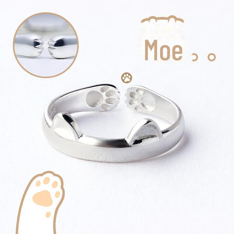Adorable Cat Claw and Ear Ring - Cute Pet-Themed Jewelry