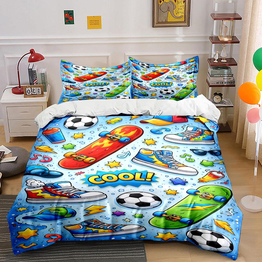 

Skateboards, sneakers, soccer balls. Bedding sets Duvet cover sets Duvet covers Pillowcases(1 * Duvet Cover 2 * Pillowcases, without duvet insert) 135x200cm
