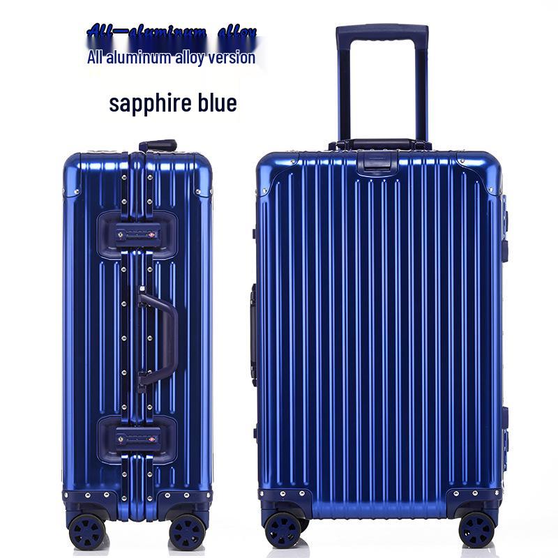 Aluminum-Magnesium Alloy Suitcase with Aluminum Frame, Universal Wheels, Combination Lock - 24" Carry-On for Students & Men's Business Travel.