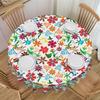 Round Fitted Colorful Mexican Flowers Table Cloth Oilproof Tablecloth 60 Inches Table Cover for Kitchen Dinning