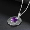 Silver 10MM Round Amethyst Pendant Necklace Ladies Handmade Natural Zircon Charm Necklace for Women Gift