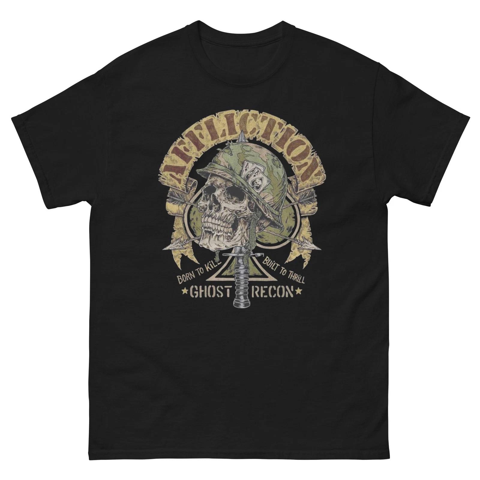 Xtreme Affliction Style Skull Soldier Biker Military Tattoo Graphic Shirt S