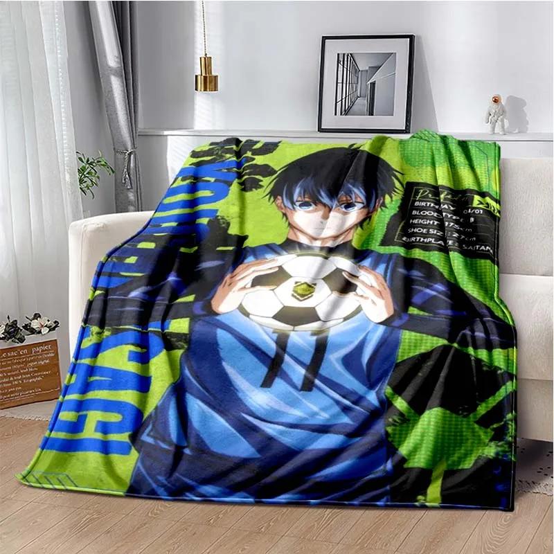 Japanese Cartoon Anime Blue Lock Flannel Throw Blanket Adult Kid Winter Warm Blanket for Bedroom Living Room Sofa Travel Picnic