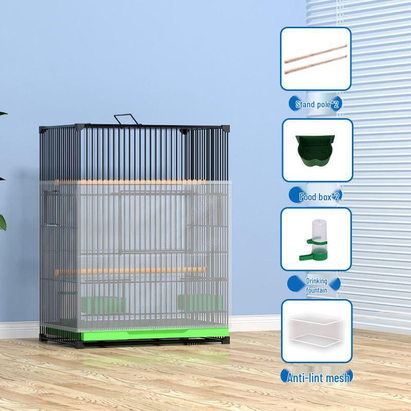 

Посилена велика клітка для великих птахів, таких як какатіли та піони, з гніздовою коробкою 60cm H, 42x31cm, no wheels, Package 9 чорний