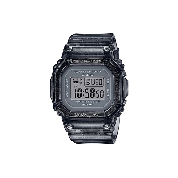 

Casio Baby-G Trendy Semi-Transparent Jelly Dual Display Waterproof Quartz Movement Resin Strap Watch Women watches Black BGD-560S-8 Black Strap