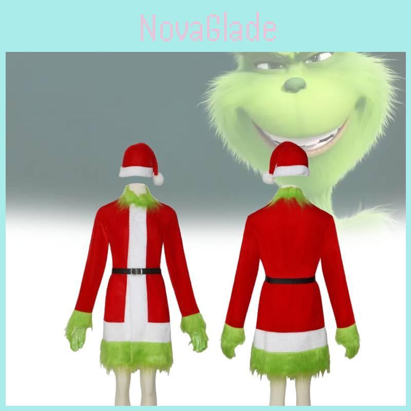 Festive Grinch Cosplay Costume For Christmas Parties Fun Velvet Fabric Unisex Sizes Xs To Xxxl
