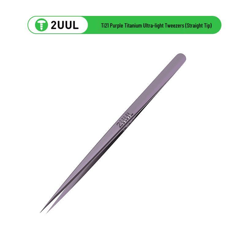 

2UUL Ti21 Ultra-Precision Purple Titanium Tweezers: Super Sharp, Super Hard, Fly-Wire, Straight & Curved Tips