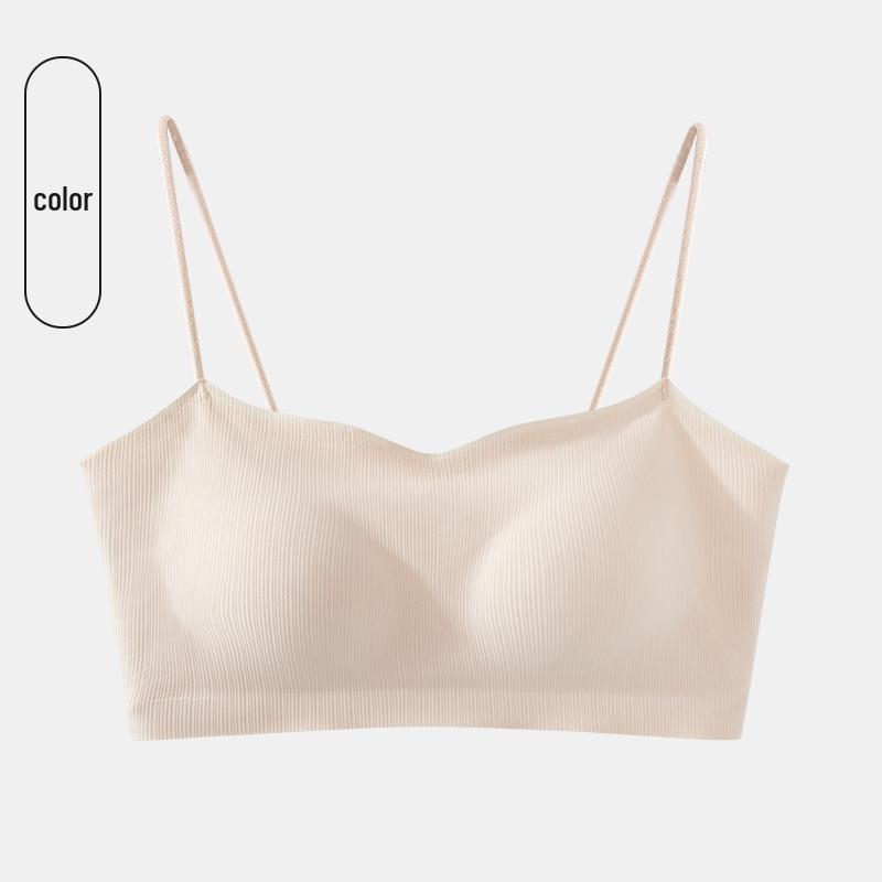 Women's Strapless Integrated Sports Bra Vest - Anti-Exposure, Thin Straps, 2024 Summer Collection