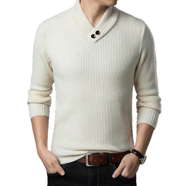 Men's Thick Knit Half-High Collar Sweater - Warm Threaded Base Layer for Autumn/Winter