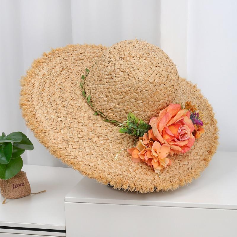 Lace Bow Big Brim Straw Hat Seaside Beach Sunscreen Hat Ladies Pretty Sun Hat