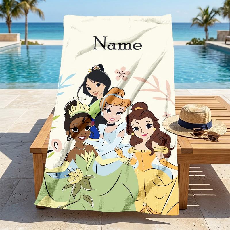 Custom Name Princess Garden Stylish Digital Printing Beach Towel Quick‑Drying Absorbent Blanket for Beach Pool Gym Travel