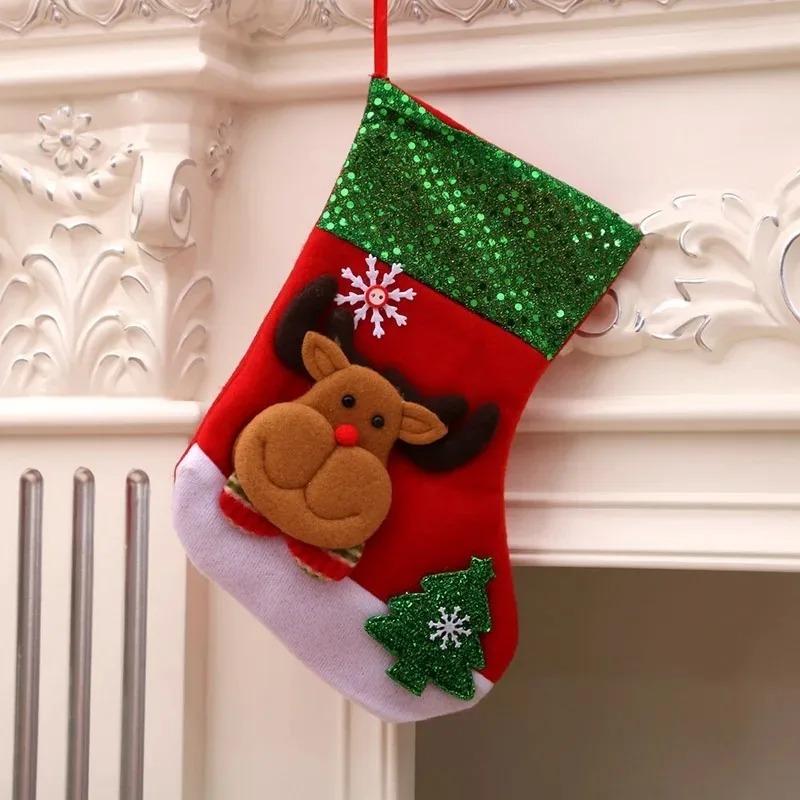 1Pcs Christmas Decoration Cartoon Socks Xmas Tree Hanging Ornaments Merry Home Room Decor Gifts New Year Happy Navidad Supplies