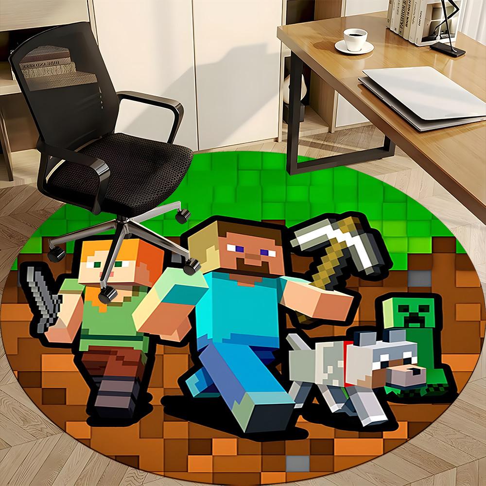 1pc Minecraft Characters Chair Carpet for Office - Indoor Non-Slip Washable Polyester Fiber Carpet, Soft Comfortable Mat For Office yy250928069