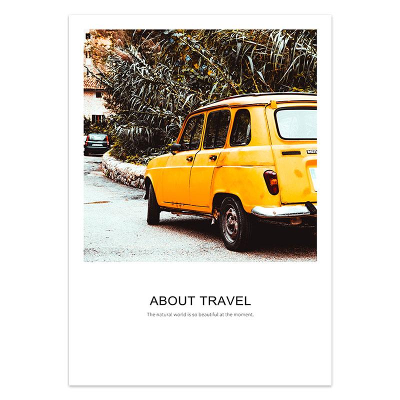 Nordic Yellow Car Bike Building Canvas Paintings Decorative Landscape Wall Art Posters and Pictures for Girl Boy Room Home Decor
