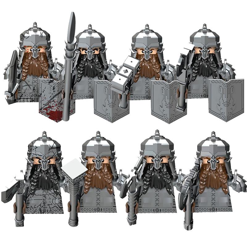 Mittelalter Herr der Ringe Durins Volk Zwergenkrieger Antike Militärsoldaten Figuren Ausrüstung Waffe Bausteine Spielzeug