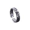 Adjustable Open Ring Men Women Vintage Geometric Stone Crack Design Plated Hip Hop Punk Style