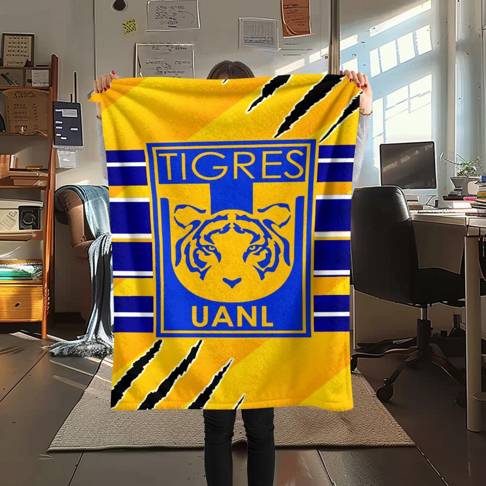 1Pc Tigres UANL Print Flannel Blanket High Quality Warm Comfortable Cover for All Seasons Perfect for Gifts Home Decor
