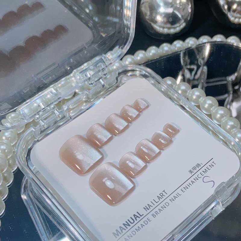 

Handmade Cat Eye White Moonlight Toenail Art Stickers - High-End, Whitening Nail Patches. Cat Eye M