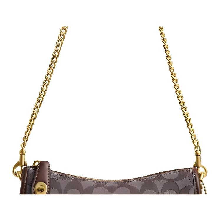 Coach Swinger 20 Classic Print Recycled Cotton Handheld Crossbody Shoulder Bag Small Women Bags Brown CAN77-B4S0M