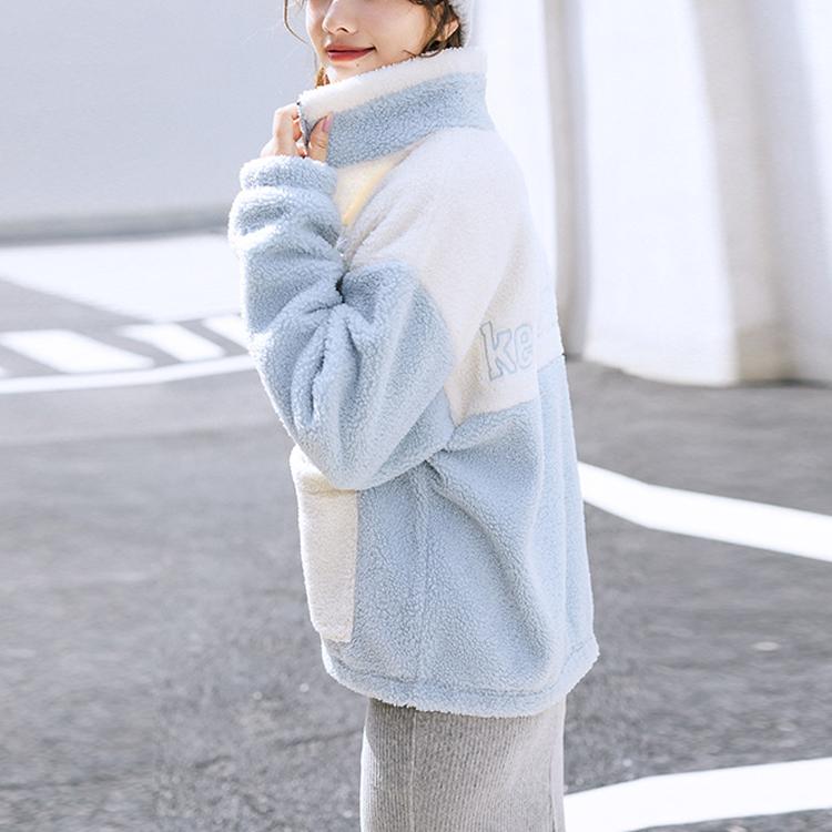 Anta Lifestyle Series Lamb Fleece Stand Collar Sports Jacket Women Jacket Light-Blue 162148725-3