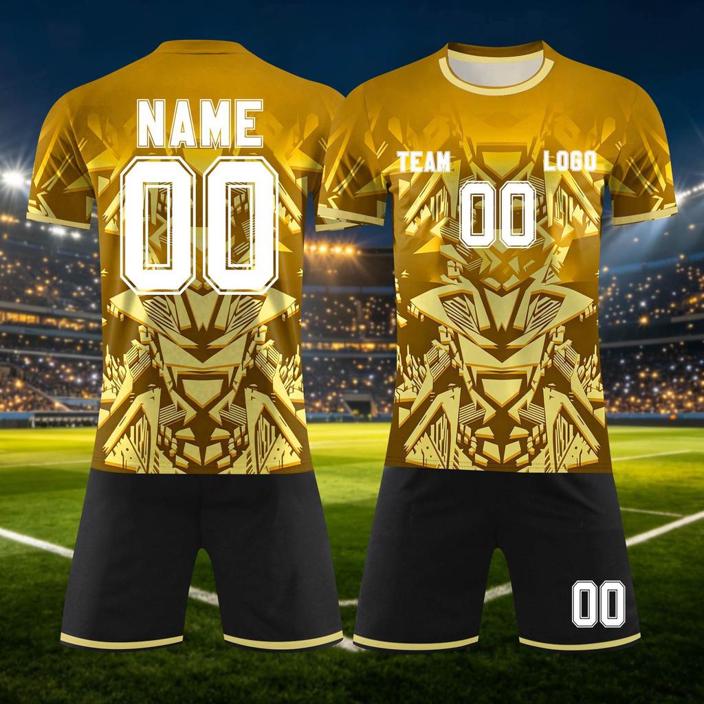 Custom DIY Two Piece Jersey Set with Short Sleeve Shirt and Shorts for Team Sports Personalizable Number Design