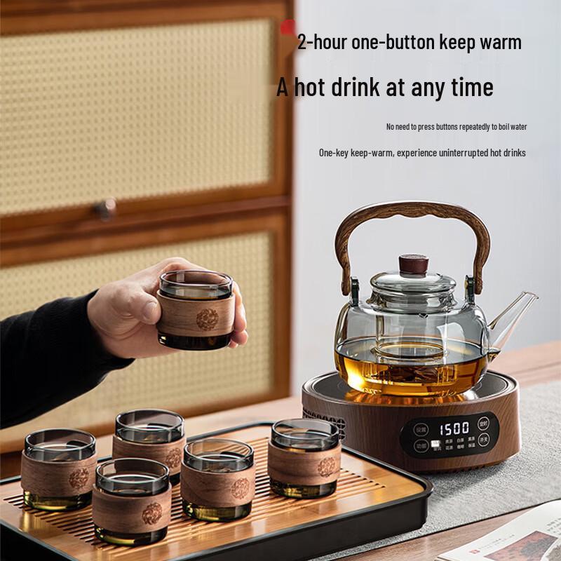 YIHUTEA Chinese Style Glass Tea Set with Electric Ceramic Stove