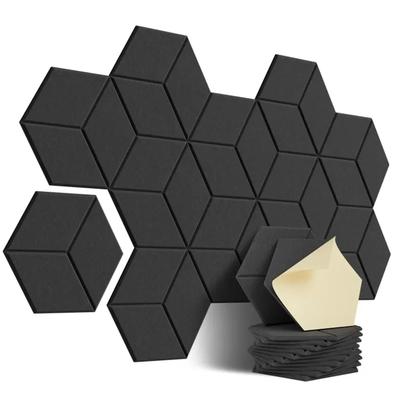 12Pieces Hexagonal Acoustics Foam Wall Panels Soundproof Wall Panel Sound Absorption Tiles Polyester Texture for Nursery