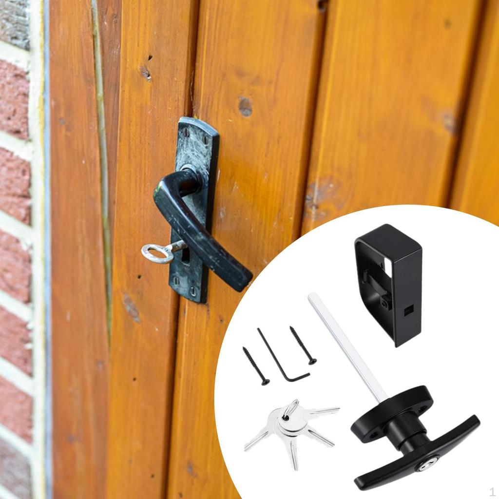 Låsklinka för skjul dörr T-handtag Låssats Hårdvarutillbehör Zinklegering med Skruvar Ersättning för Förvaring