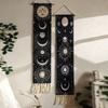 1pcs Bohemian Sun Moon Printed Tapestry Hand-Woven Fringe Wall Hanging Minimalist Home Living Room Background Wall Decor