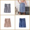 With Pocket Shower Towel Solid Color Short Towel Skirt Bathrobe Men Wearable Bath Towel  Shower