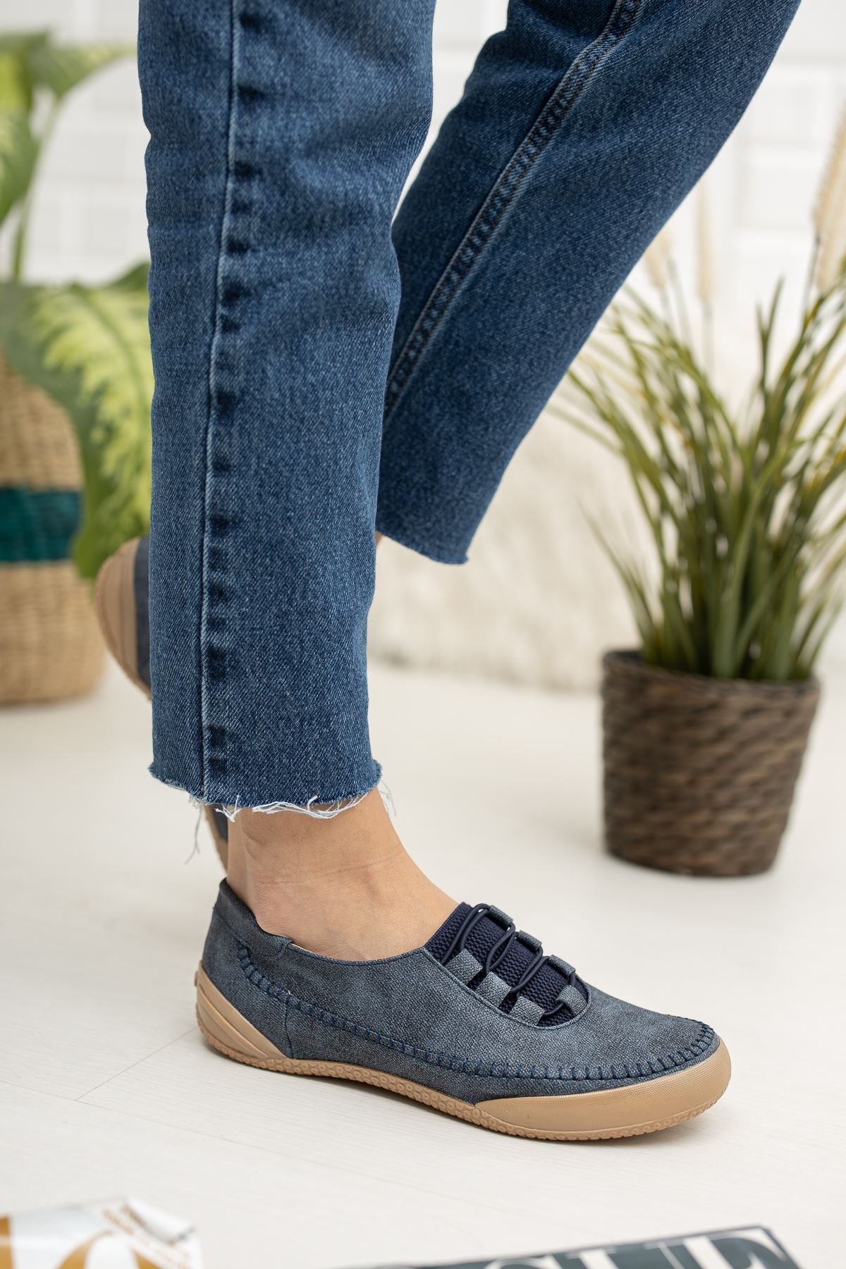 

Women s Flat Shoes Orthopedic Pad Navy Blue Shoes 37