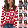 Women's Casual Round Neck Hollow,out Pullover Long Sleeve Valentine's Day Heart Print T,shirt Top