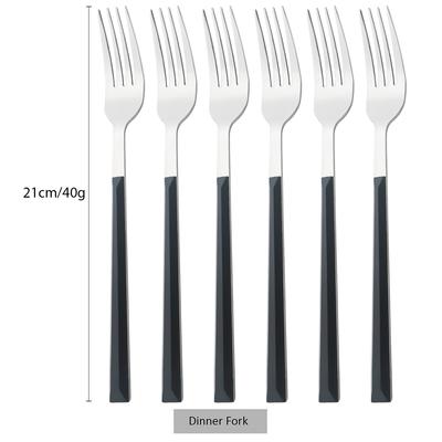 Ensemble de 6 fourchettes à dîner avec manche en bois imitation, couverts de table en acier inoxydable, fourchettes de cuisine, couverts en argenterie