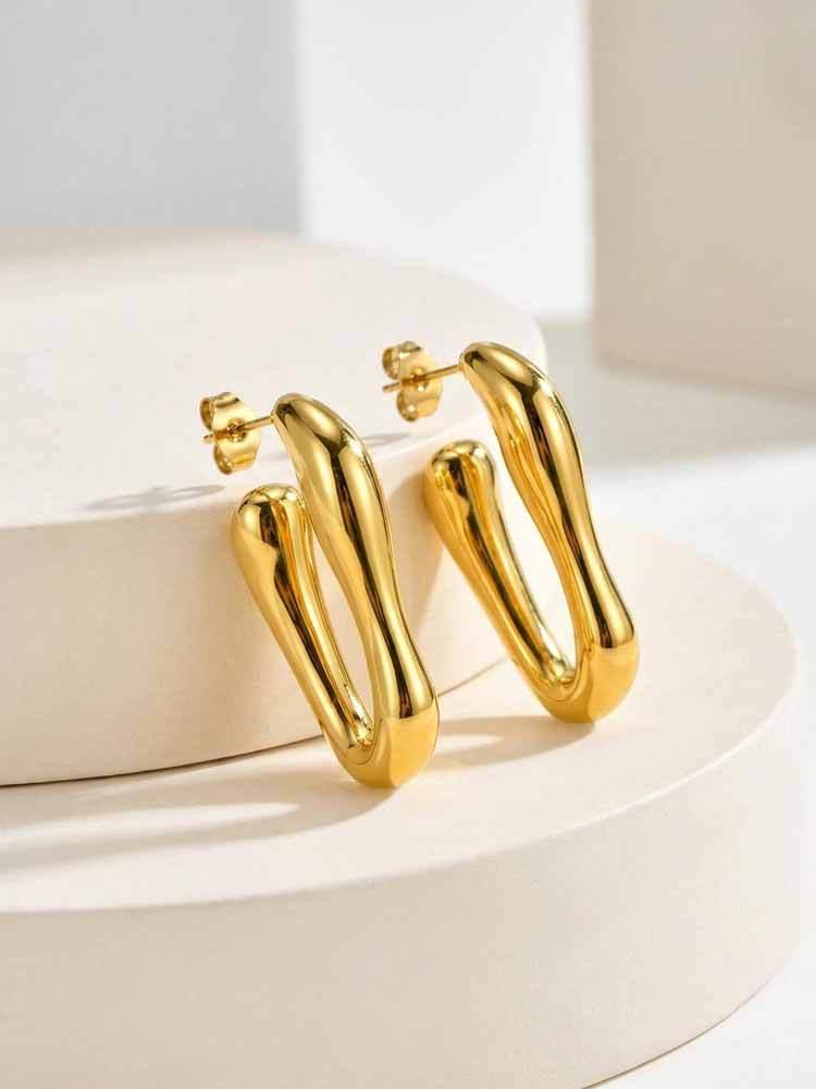 INS Style Irregular Hollow Stainless Steel Hoop Earrings: Lightweight, Layered, Perfect for Daily Wear and Parties.