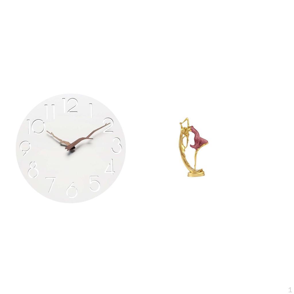 Silent Art Wall Clock with Ballet Dancer Sculpture Decorative Timepiece for Home Office Kitchen
