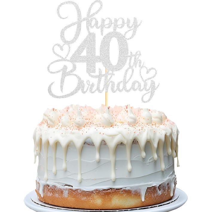 Sotpot 1PC Happy 18th Birthday Cake Topper Double-sided Silver Glitter Cake Pick Cake Decoration for 18th Birthday Anniversary Party Cake Decorations