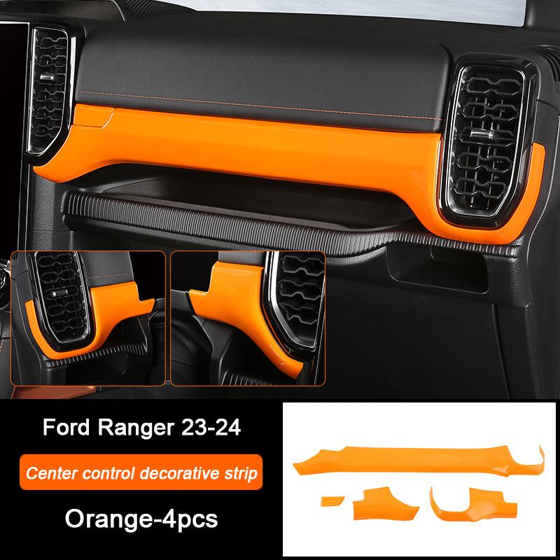 Orange Car Central Gear Shift Panel Rear Air Outlet Frame Door Trim Strip For Ford Ranger Raptor Wildtrak T9   2024 2025