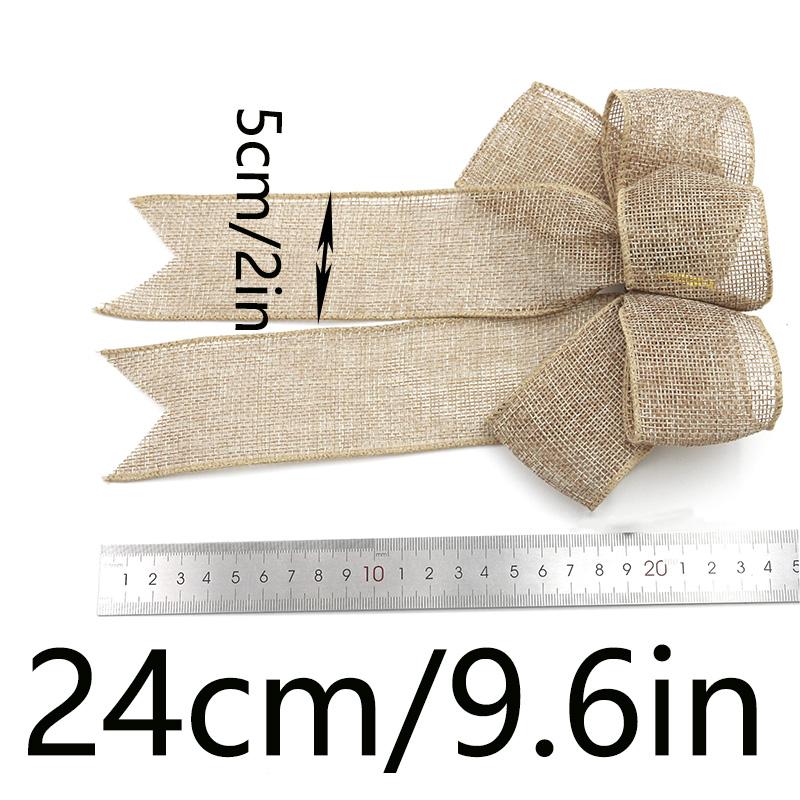 (2-teiliges Set/Packung) 24cm Bandschleife Weihnachtsbaumkranz Dekoration Leinen Schleife DIY Party Basteldekoration