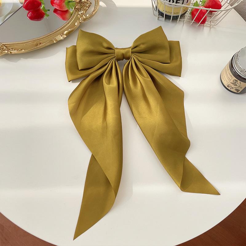 11 Solid Color Satin Ribbon Big Bows Hairpin Spring Clips Hair Accessories for Women Girls Trendy Korean Summer Headwear