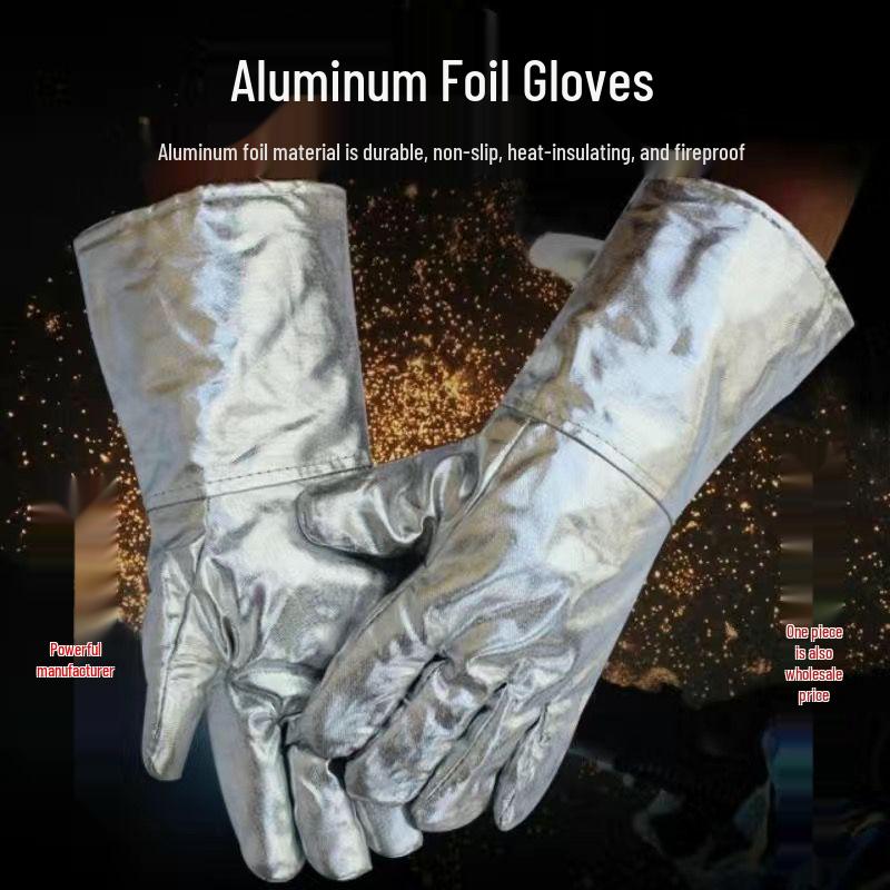 Heat-Resistant Aluminum Foil Gloves for High Temperature and Radiation Protection