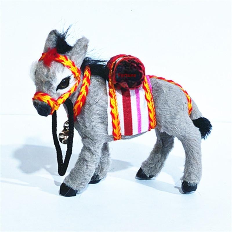 

Charming Black Donkey Figurine With Colorful Striped Harness & Jingle Bell Home Or Office Desk Decor Indoor Statue Living Room