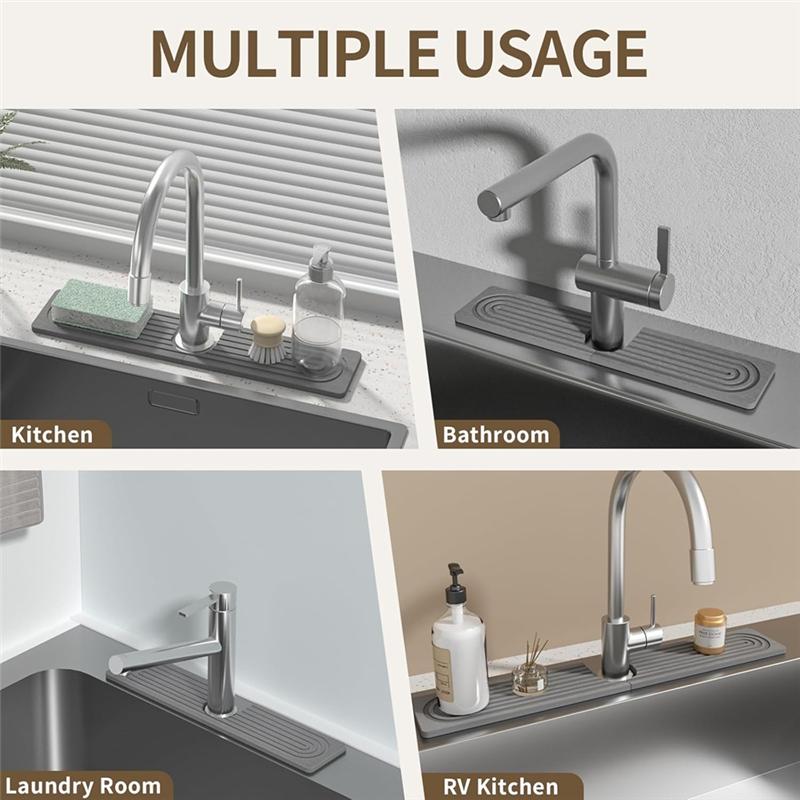 A95I-Water Absorbing Faucet Mat For Kitchen Sink Splash Guard For Bathroom Faucet Drying Sink Protector Quick Dry