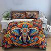 Colorful Elephant Art Set Decoration Bedding Set with 1 Duvet Cover 2 Pillowcases Single Double King Queen Gift